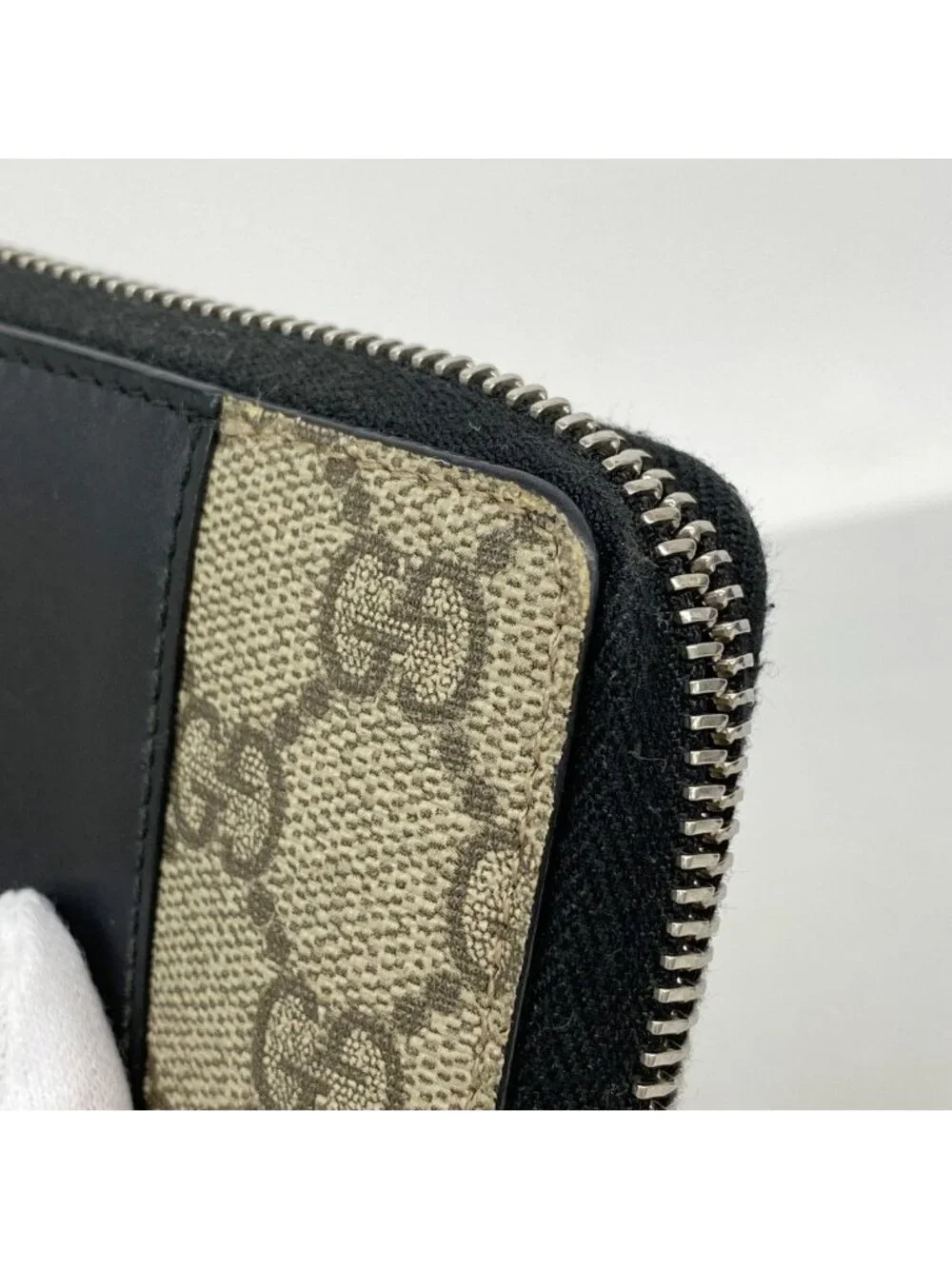★SOLD★ Gucci Coin Case GG Supreme Leather Black Brown Silver - Picture 6 of 7